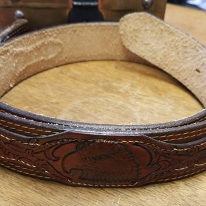 Vintage US Oxblood Leather Biker Belt Eagle 36 Cow